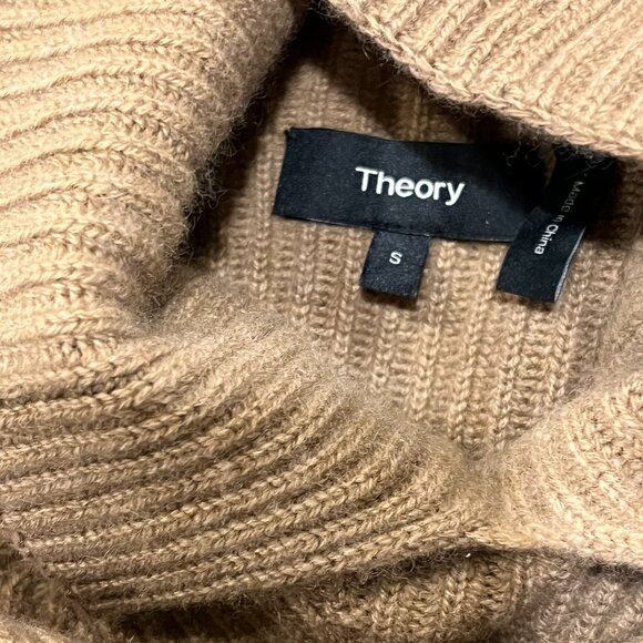 Theory Cashmere Moving Rib Turtleneck Sweater, Tan S - Picture 3 of 9